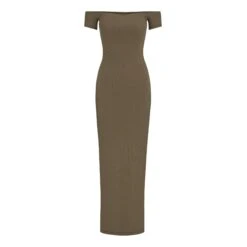 SOFT LOUNGE OFF THE SHOULDER DRESS | ARMY