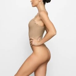 FITS EVERYBODY CORDED LACE CAMI BODYSUIT | CLAY -Underwear Specialty Shop SKIMS BODYSUIT BD THG 4127 FD CLY 0009 SD