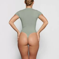 COTTON JERSEY T-SHIRT BODYSUIT | MINERAL -Underwear Specialty Shop SKIMS BODYSUIT BS TSH 0275 AU MIN BK
