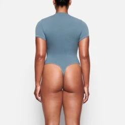 COTTON JERSEY T-SHIRT BODYSUIT | KYANITE -Underwear Specialty Shop SKIMS BODYSUIT BS TSH 0275 DC KYN BK