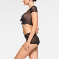 SUMMER MESH SUPER CROPPED TOP | ONYX -Underwear Specialty Shop SKIMS BRA DR MIN 3585 PC ONX 0011 SD