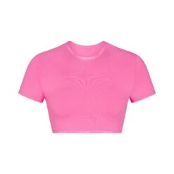 COTTON LOGO SUPER CROPPED T-SHIRT | SUGAR PINK