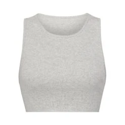 COTTON RIB SUPER CROP TANK | LIGHT HEATHER GREY
