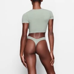 COTTON JERSEY SUPER CROPPED T-SHIRT | MINERAL -Underwear Specialty Shop SKIMS LOUNGEWEAR AP CRP 1958 OB MIN BK