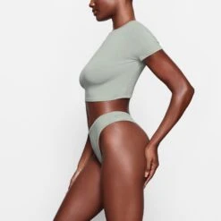 COTTON JERSEY SUPER CROPPED T-SHIRT | MINERAL -Underwear Specialty Shop SKIMS LOUNGEWEAR AP CRP 1958 OB MIN SD