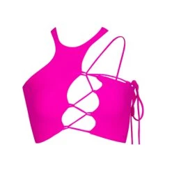 LACE UP SUPER CROP TOP | FUCHSIA