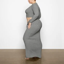 SOFT LOUNGE LONG SLEEVE CROP TOP | HEATHER GREY -Underwear Specialty Shop SKIMS LOUNGEWEAR AP CRP 2261 WB HEG 1285 SD