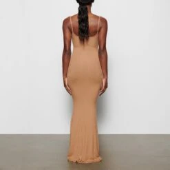 SOFT LOUNGE LONG SLIP DRESS | CAMEL -Underwear Specialty Shop SKIMS LOUNGEWEAR AP DRS 0596 CA CAM BK