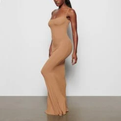 SOFT LOUNGE LONG SLIP DRESS | CAMEL -Underwear Specialty Shop SKIMS LOUNGEWEAR AP DRS 0596 CA CAM SD