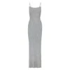 SOFT LOUNGE SHIMMER LONG SLIP DRESS | HEATHER GREY