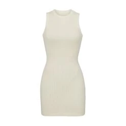 COTTON RIB TANK DRESS | BONE