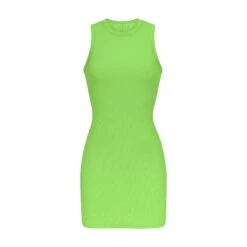 COTTON RIB TANK DRESS | NEON GREEN