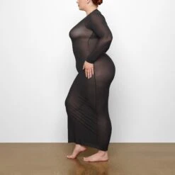 SUMMER MESH LONG SLEEVE DRESS | ONYX -Underwear Specialty Shop SKIMS LOUNGEWEAR AP DRS 1628 QC ONX 0007 SD x1a