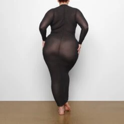 SUMMER MESH LONG SLEEVE DRESS | ONYX -Underwear Specialty Shop SKIMS LOUNGEWEAR AP DRS 1628 QC ONX 0011 BK x1a