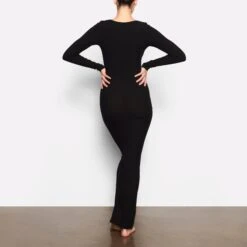 SOFT LOUNGE LONG SLEEVE DRESS | ONYX -Underwear Specialty Shop SKIMS LOUNGEWEAR AP DRS 1701 KB ONX BK
