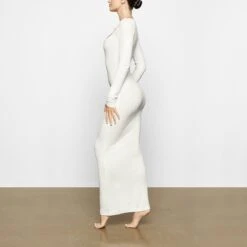 SOFT LOUNGE SHIMMER LONG SLEEVE DRESS | MARBLE -Underwear Specialty Shop SKIMS LOUNGEWEAR AP DRS 1701 XD MBF 0010 SD