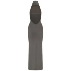 SMOOTH LOUNGE LOW BACK HALTER DRESS | GUNMETAL -Underwear Specialty Shop SKIMS LOUNGEWEAR AP DRS 2042 GUN B