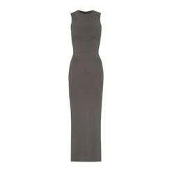 SMOOTH LOUNGE CREW NECK SLEEVELESS DRESS | GUNMETAL