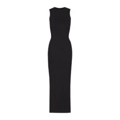 SMOOTH LOUNGE CREW NECK SLEEVELESS DRESS | ONYX