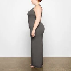 SMOOTH LOUNGE CREW NECK SLEEVELESS DRESS | GUNMETAL -Underwear Specialty Shop SKIMS LOUNGEWEAR AP DRS 2044 TB GUN 0008 SD