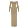 SMOOTH LOUNGE OFF THE SHOULDER DRESS | KHAKI -Underwear Specialty Shop SKIMS LOUNGEWEAR AP DRS 2047 KHK