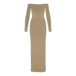 SMOOTH LOUNGE OFF THE SHOULDER DRESS | KHAKI