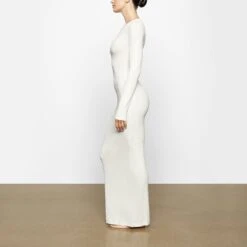 SOFT LOUNGE SHIMMER CREW NECK LONG DRESS | MARBLE -Underwear Specialty Shop SKIMS LOUNGEWEAR AP DRS 2118 XD MBF 0007 SD