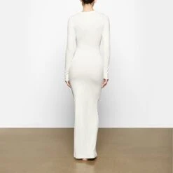 SOFT LOUNGE SHIMMER CREW NECK LONG DRESS | MARBLE -Underwear Specialty Shop SKIMS LOUNGEWEAR AP DRS 2118 XD MBF 0011 BK