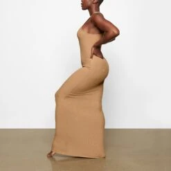 SOFT LOUNGE SHIMMER RACERBACK DRESS | CAMEL -Underwear Specialty Shop SKIMS LOUNGEWEAR AP DRS 2119 XC CMF 0007 SD