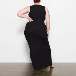 SOFT LOUNGE SLEEVELESS LONG DRESS | ONYX -Underwear Specialty Shop SKIMS LOUNGEWEAR AP DRS 2120 OD ONX BK