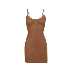 LOGO MESH FOIL CAMI DRESS | CARAMEL
