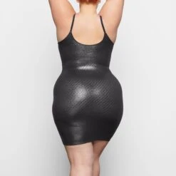 LOGO MESH FOIL CAMI DRESS | ONYX -Underwear Specialty Shop SKIMS LOUNGEWEAR AP DRS 2185 SA ONX 0016 BK