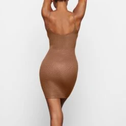 LOGO MESH FOIL CAMI DRESS | CARAMEL -Underwear Specialty Shop SKIMS LOUNGEWEAR AP DRS 2185 SC CAR 0032 BK