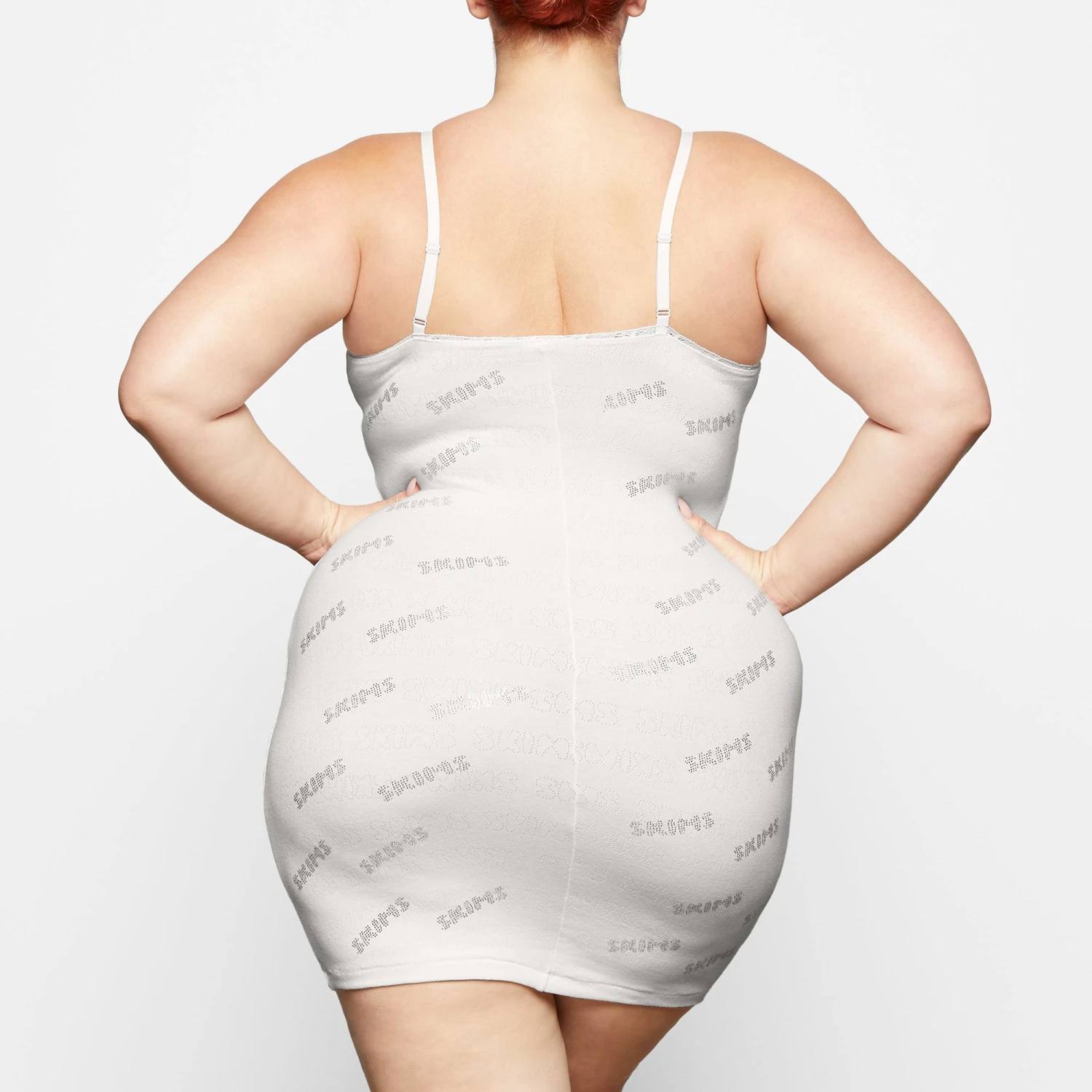 RHINESTONE LOGO POINTELLE MINI SLIP DRESS | MARBLE 6 RHINESTONE LOGO POINTELLE MINI SLIP DRESS | MARBLE - Image 4