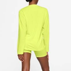 BOYFRIEND LONG SLEEVE T-SHIRT | YELLOW HIGHLIGHTER -Underwear Specialty Shop SKIMS LOUNGEWEAR AP LGS 0585 HB YLH 0011
