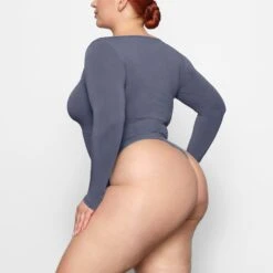 NEW VINTAGE SCOOP LONG SLEEVE T-SHIRT | STEEL BLUE -Underwear Specialty Shop SKIMS LOUNGEWEAR AP LGS 1627 AC SLB 0013 SD