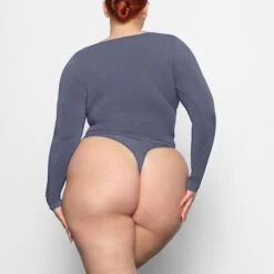 NEW VINTAGE SCOOP LONG SLEEVE T-SHIRT | STEEL BLUE -Underwear Specialty Shop SKIMS LOUNGEWEAR AP LGS 1627 AC SLB 0018 BK