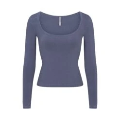 NEW VINTAGE SCOOP LONG SLEEVE T-SHIRT | STEEL BLUE