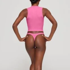 COTTON JERSEY MOCK NECK TANK | SUGAR PINK -Underwear Specialty Shop SKIMS LOUNGEWEAR AP TNK 0268 HB PIN 0012 BK