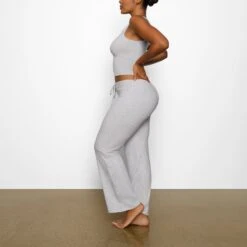 COTTON SLEEP SPLIT NECK TANK | LIGHT HEATHER GREY -Underwear Specialty Shop SKIMS LOUNGEWEAR AP TNK 1379 BA LHG 0009 SD