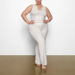 COTTON SLEEP SPLIT NECK TANK | MARBLE -Underwear Specialty Shop SKIMS LOUNGEWEAR AP TNK 1379 BC MBL 0004 FR