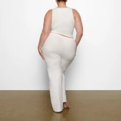 COTTON SLEEP SPLIT NECK TANK | MARBLE -Underwear Specialty Shop SKIMS LOUNGEWEAR AP TNK 1379 BC MBL 0013 BK