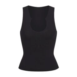 COTTON SLEEP SPLIT NECK TANK | SOOT
