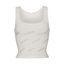 RHINESTONE LOGO POINTELLE TANK | MARBLE