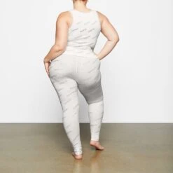 RHINESTONE LOGO POINTELLE TANK | MARBLE -Underwear Specialty Shop SKIMS LOUNGEWEAR AP TNK 2255 XB MBL 0015 BK