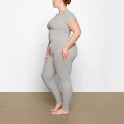 LOGO POINTELLE T-SHIRT | CHROME -Underwear Specialty Shop SKIMS LOUNGEWEAR AP TSH 0237 YC CHM 0008 SD