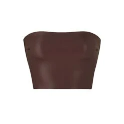 FAUX LEATHER TUBE TOP | COCOA