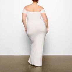 SOFT LOUNGE OFF THE SHOULDER DRESS | MARBLE -Underwear Specialty Shop SKIMS LOUNGEWEAR DR MAX 2698 CC MBL 0018 BK