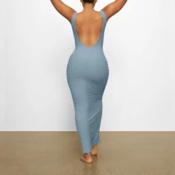 SOFT LOUNGE LACE SCOOP NECK DRESS | ARCTIC -Underwear Specialty Shop SKIMS LOUNGEWEAR DR MAX 3087 FA ARC 0014 BK