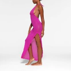 SUMMER MESH LACE DEEP PLUNGE LONG DRESS | FUCHSIA -Underwear Specialty Shop SKIMS LOUNGEWEAR DR MAX 3443 PB FSA 0029 SD